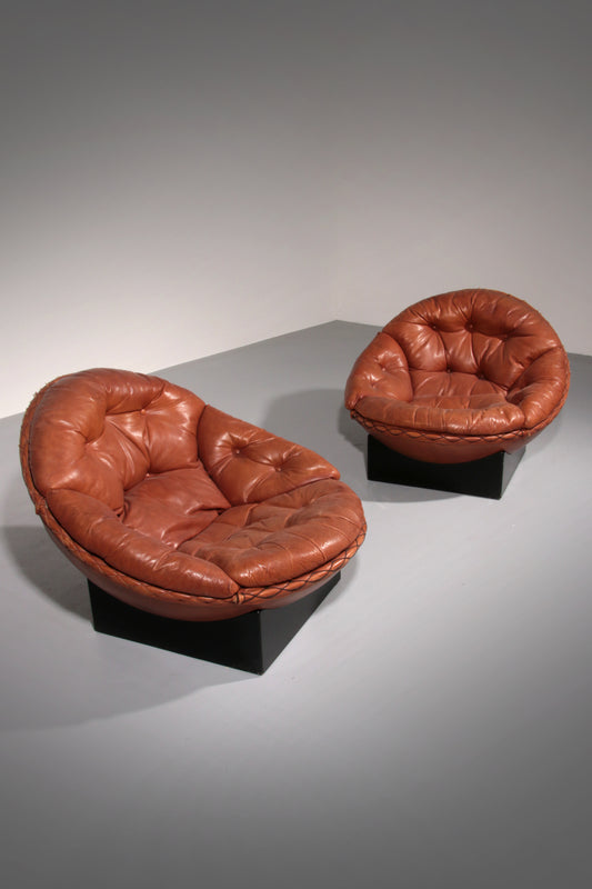 Vintage Cognac Lounge Set by Illum Wikkelsø for Ryesberg Møbler