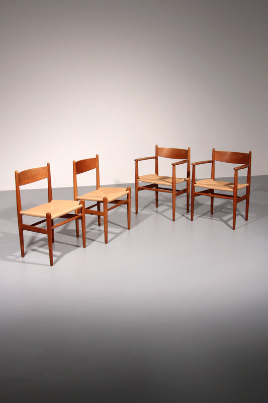 Dining Chairs by Hans Wegner for Carl Hansen & Søn,Denmark 2 CH37 and 2 CH36