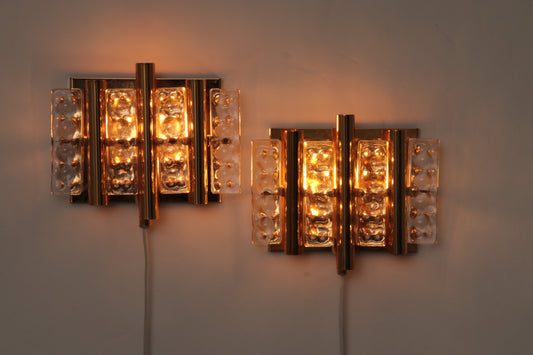 Brass & Glass Wall Lamp by Carl Fagerlund for Lyfa and Orrefors