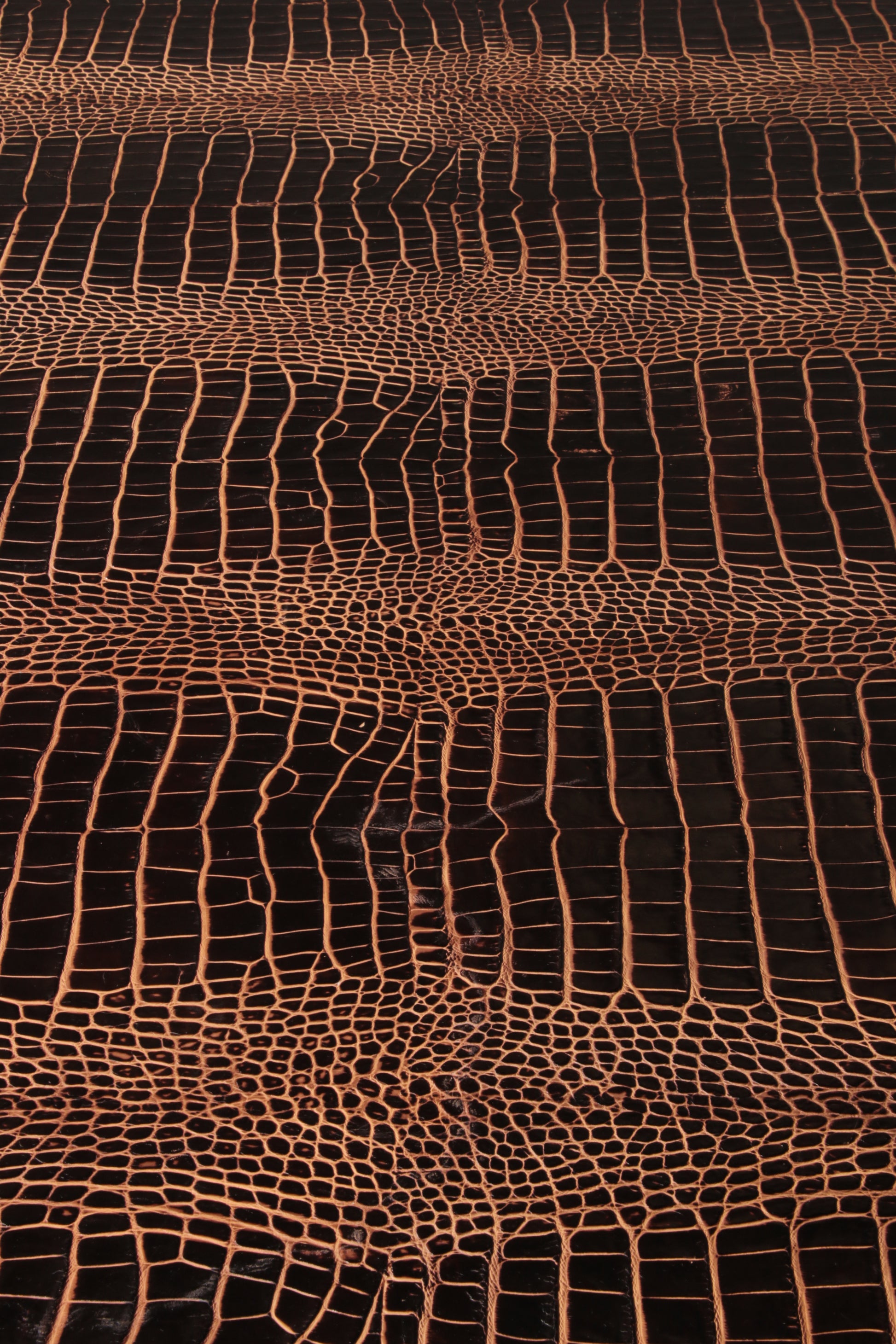 Philipp Plein office brown desk in split leather with a crocodile skin effect 1978