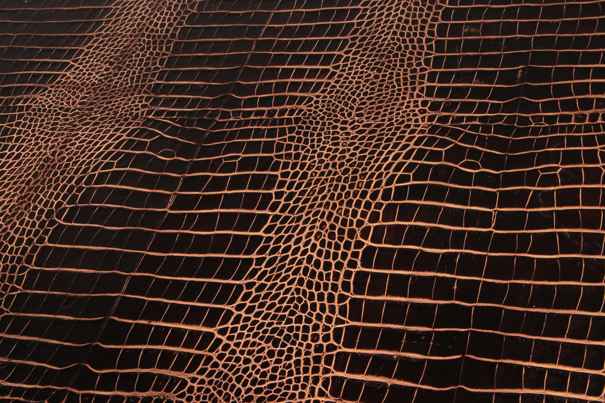 Philipp Plein office brown desk in split leather with a crocodile skin effect 1978
