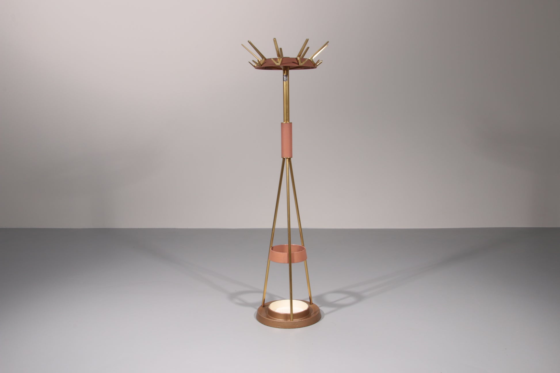 "Timeless Elegance: The Rare 1950s German Iron and Brass Coat Rack"