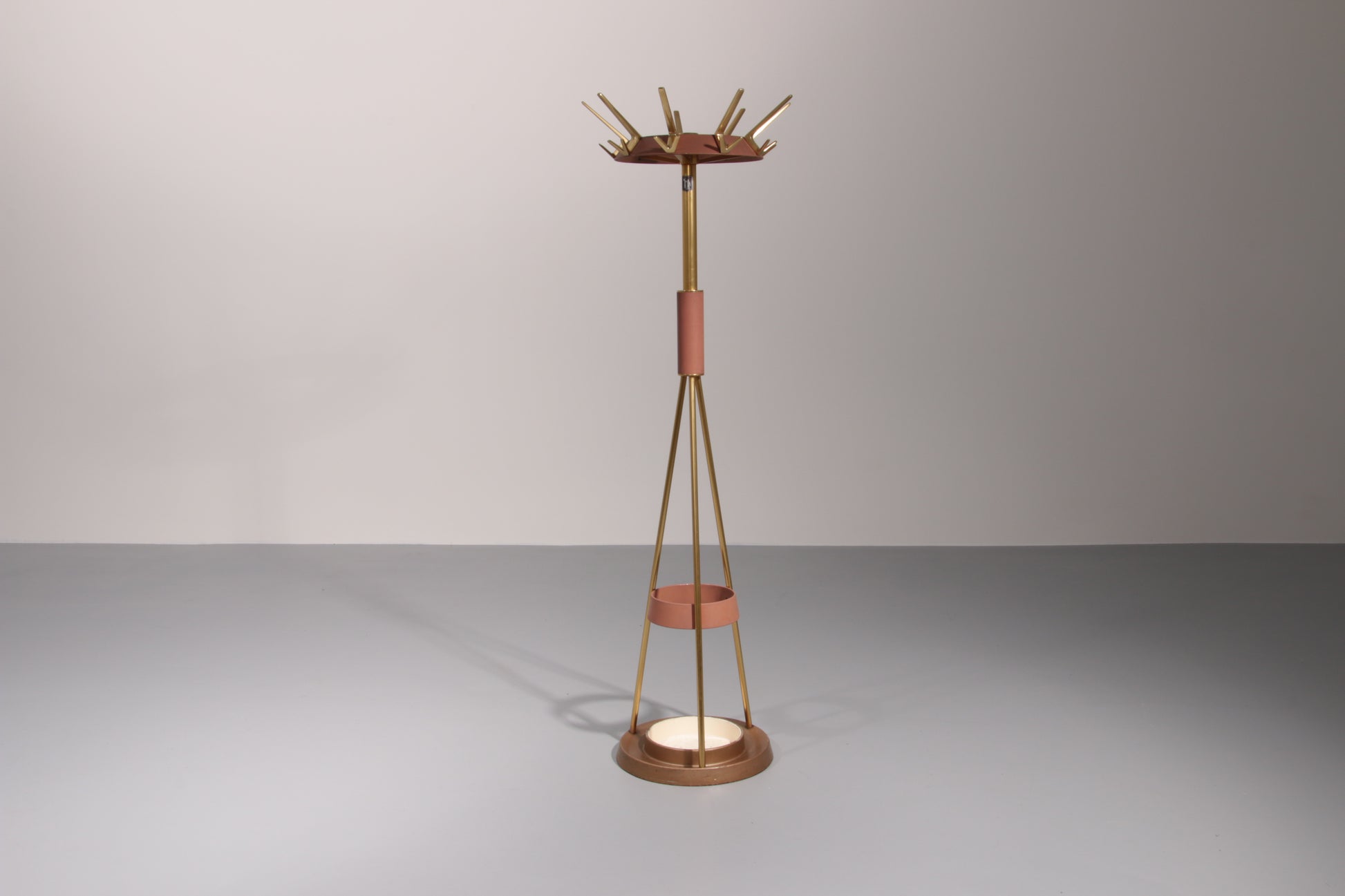 "Timeless Elegance: The Rare 1950s German Iron and Brass Coat Rack"