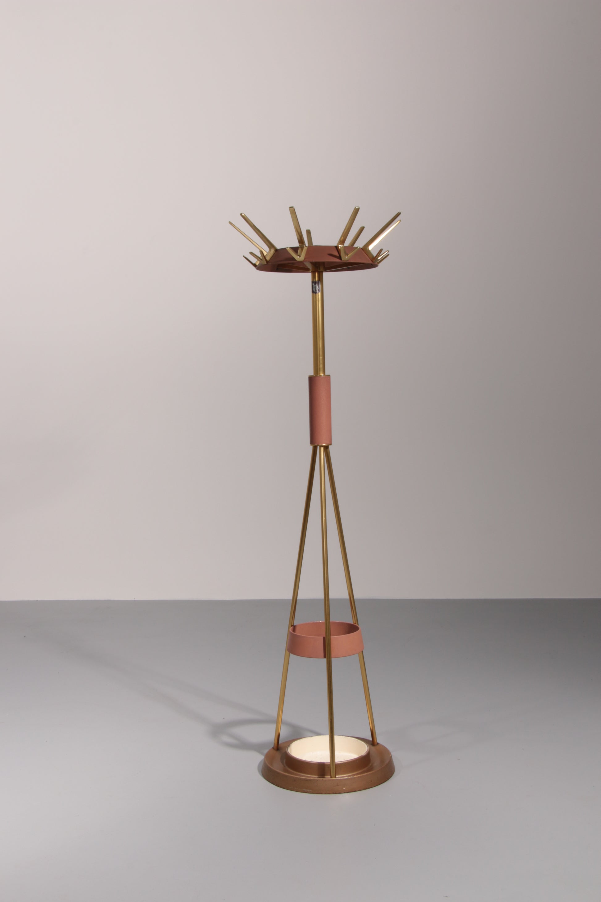 "Timeless Elegance: The Rare 1950s German Iron and Brass Coat Rack"