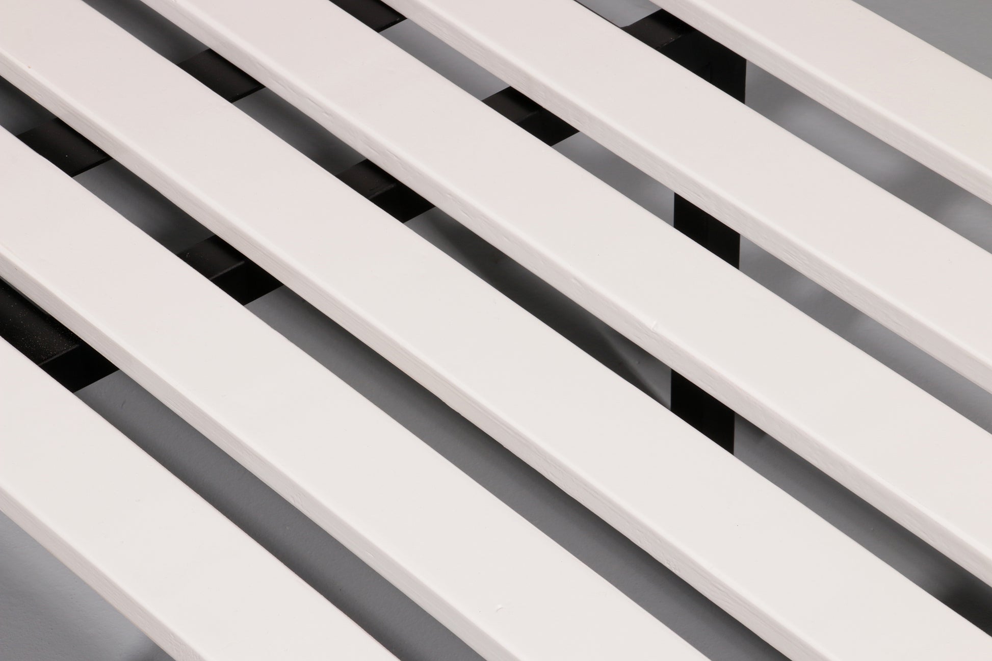 White Wooden Bench with Black Metal Frame