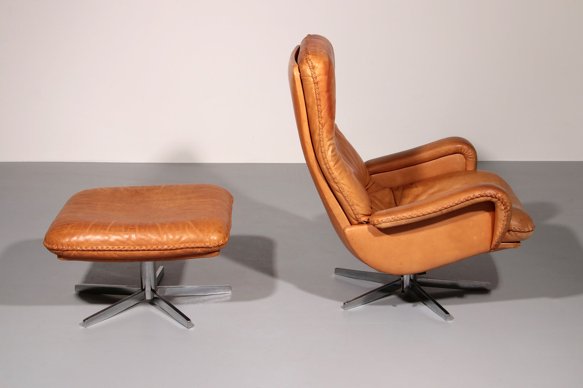 Vintage de Sede S 231 Leather armchair & ottoman, Switzerland 1960s