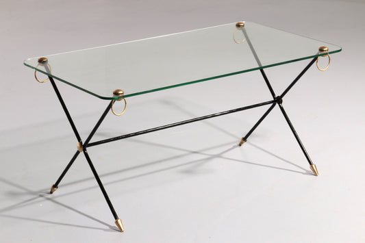 Jacques Adnet X-Base Coffee Table, 1960 Vintage Design