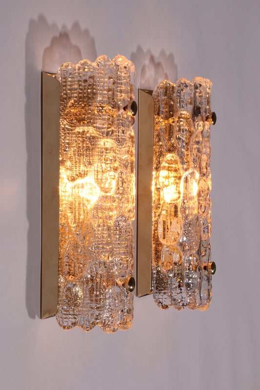 Wall Lamps by Carl Fagerlund, Orrefors (swedish) glass By Lyfa Denmark model Gefion