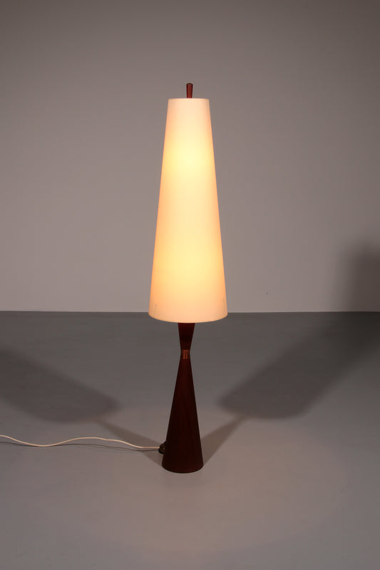 Teak Floor Lamp with Fabric Shade from Parker Knoll, 1960s