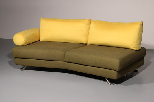 Somaschini x Dainelli Studio – Vintage Two-Seater Sofa in Lime & Maize Yellow (1970s)