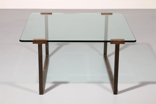 Coffee Table Glass and Brass by Peter Ghyczy Model T54 1970