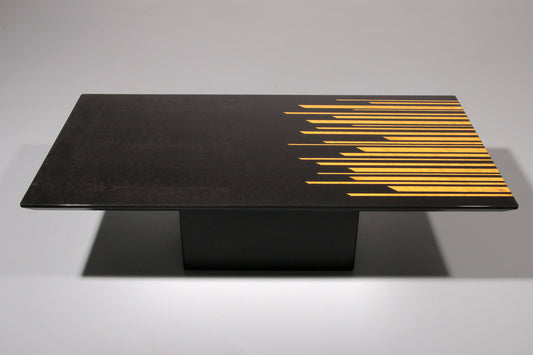 1980s Italian Coffee Table in Black and Yellow Lacquered wood.