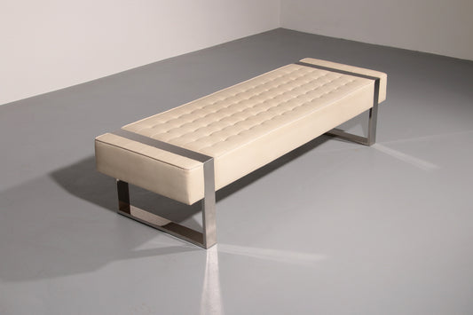 Leather Bench with Chrome Base from Germany 1980