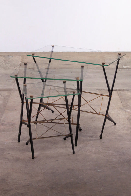 Vintage Angelo Ostuni Set of 3 side tables, Italy 1950s
