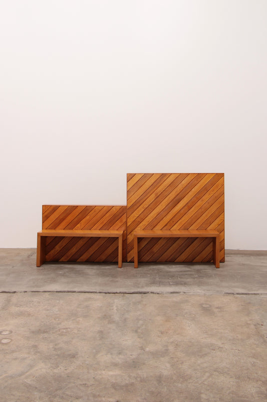 Modulaire beuken set twee roomdividers met banken,1970 Italië