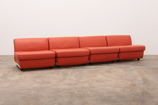 Mario Bellini Amanta modulaire bank in oranje leer voor C&B Italië, jaren 60