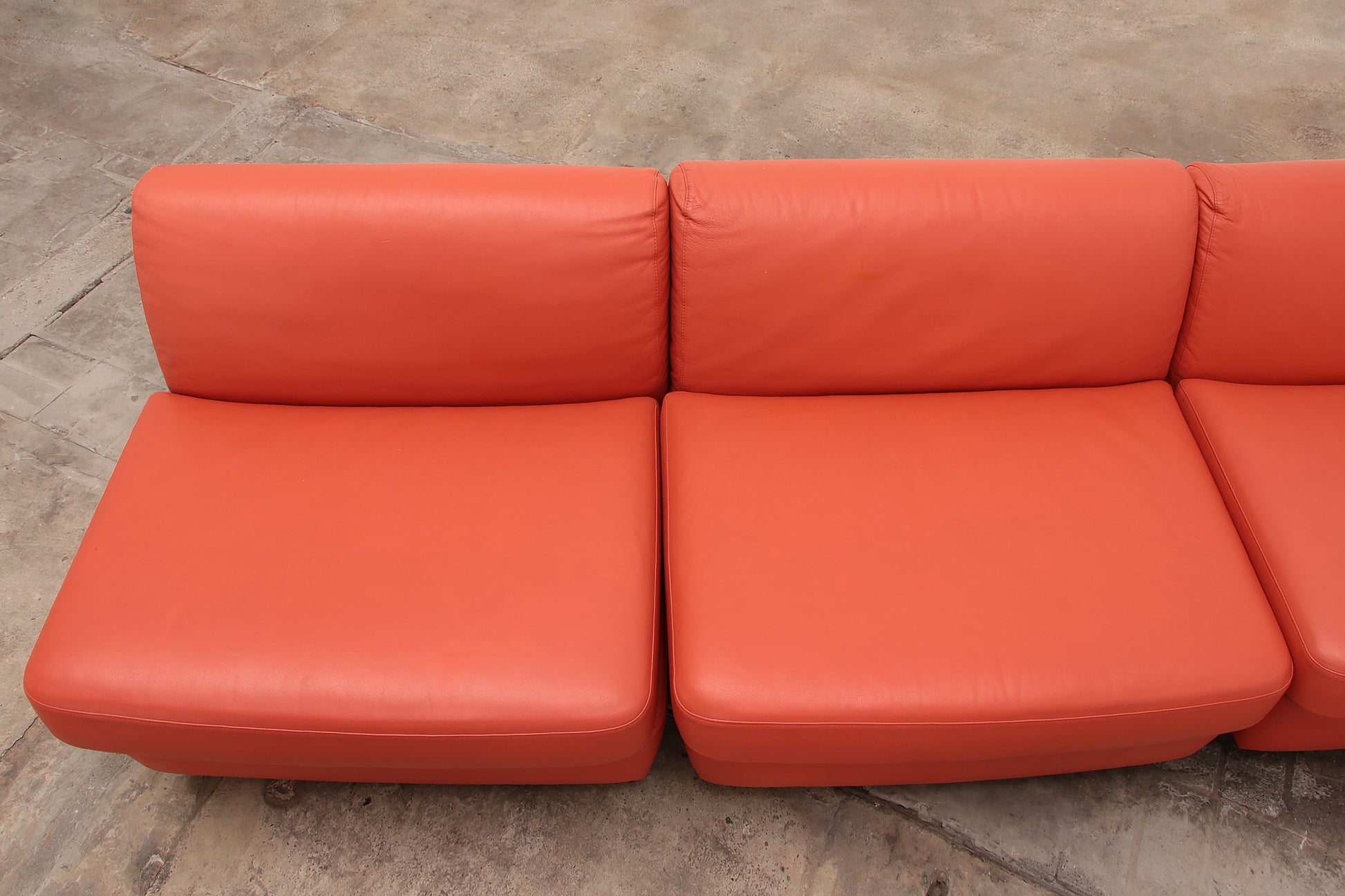 Mario Bellini Amanta modulaire bank in oranje leer voor C&B Italië, jaren 60
