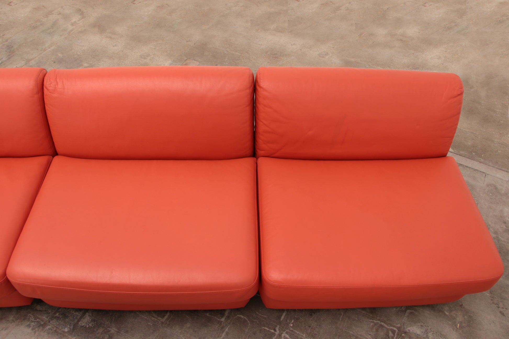 Mario Bellini Amanta modulaire bank in oranje leer voor C&B Italië, jaren 60