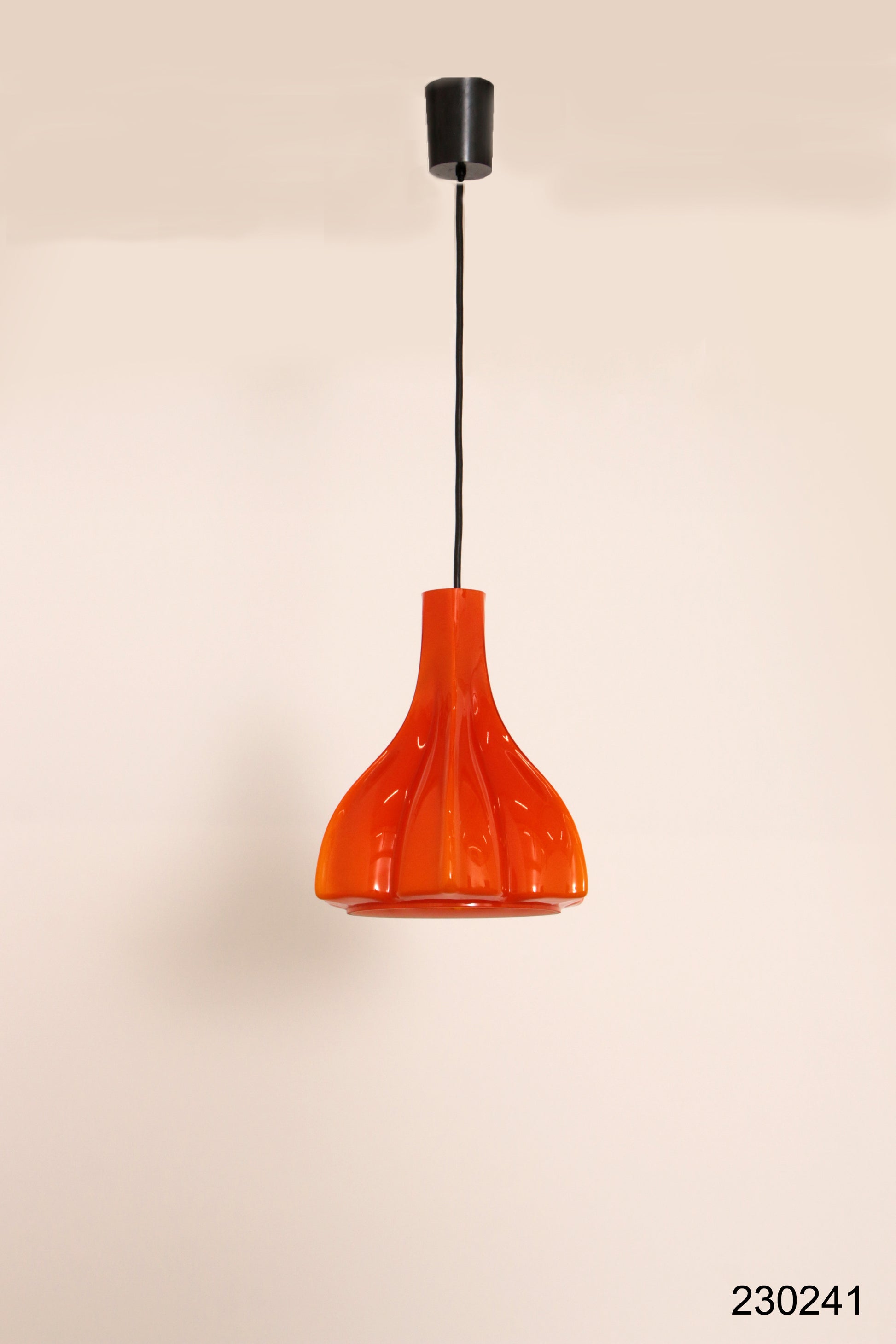 Vintage Oranje Glazen Hanglamp Van Peill En Putzler 1960
