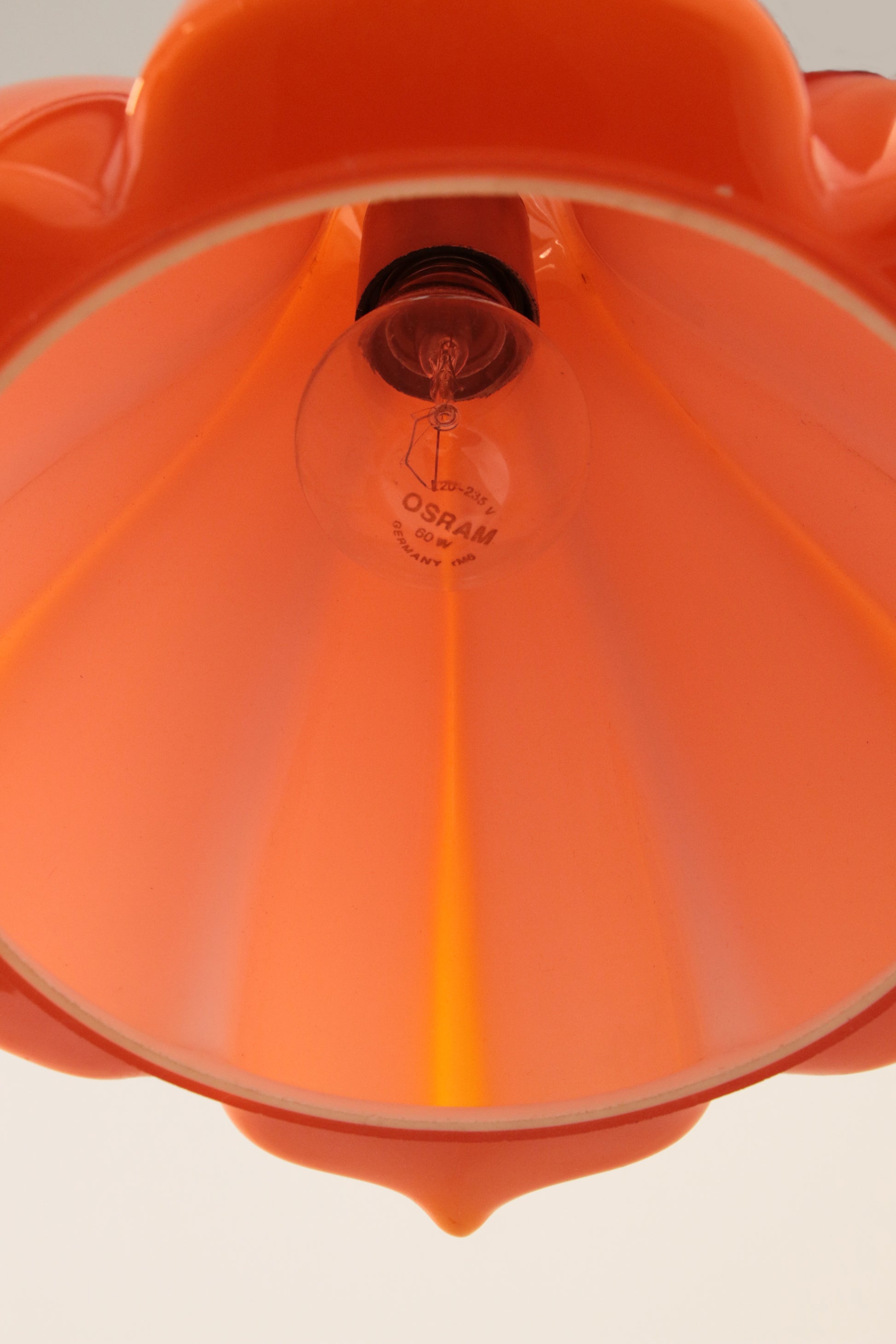 Vintage Oranje Glazen Hanglamp Van Peill En Putzler 1960