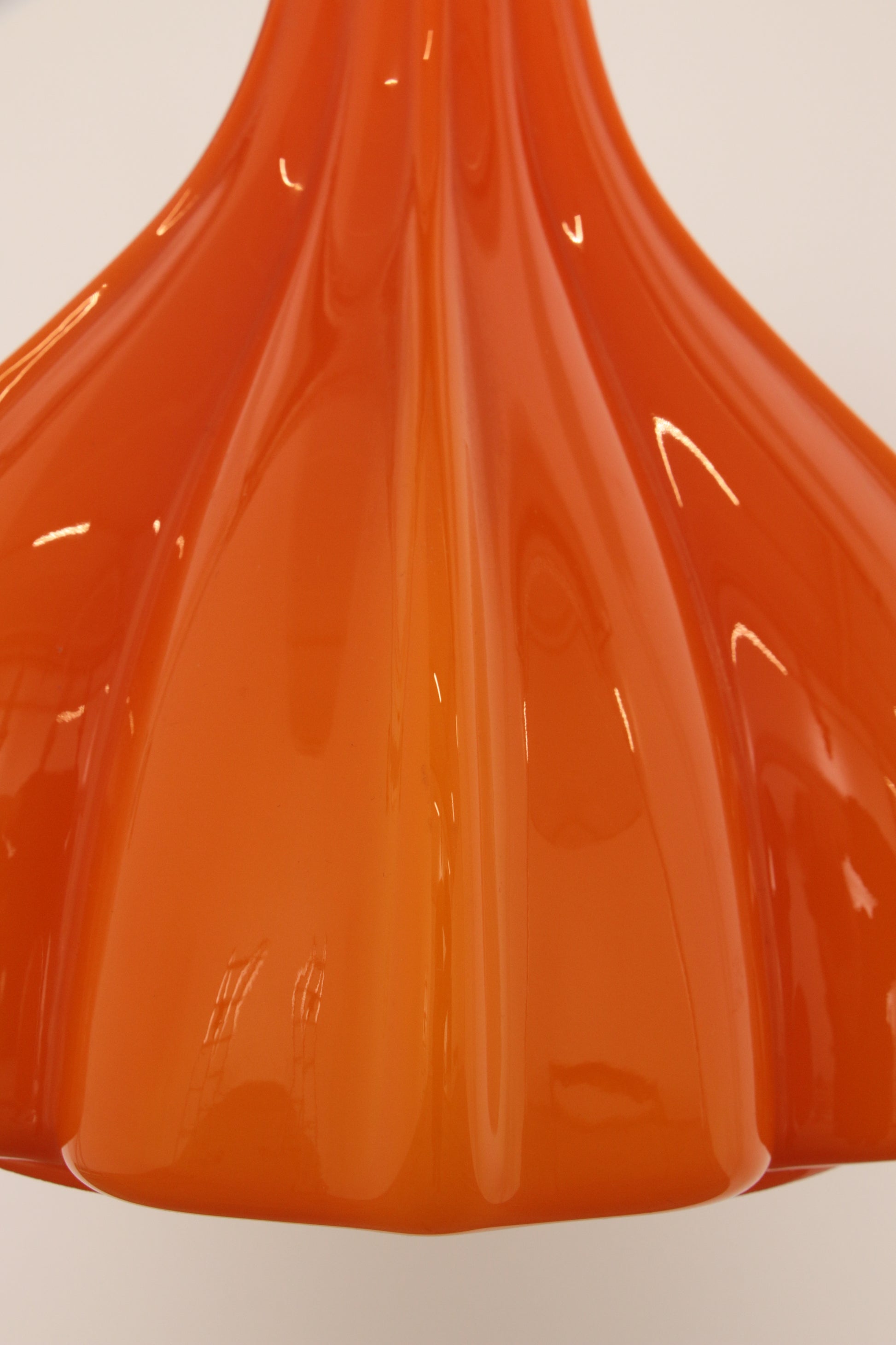 Vintage Oranje Glazen Hanglamp Van Peill En Putzler 1960
