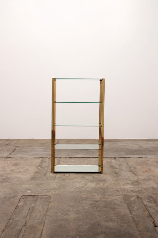Hollywood Regency Franse Etagere in messing met glas,1970