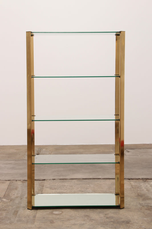 Hollywood Regency Franse Etagere in messing met glas,1970