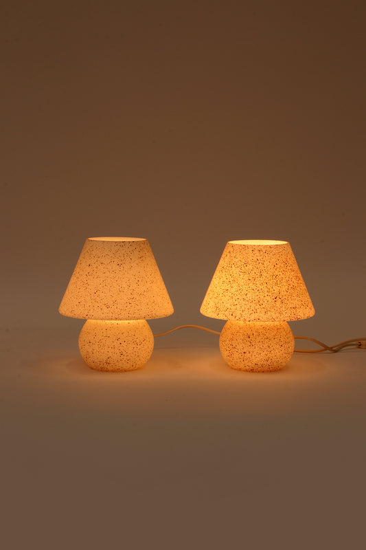 Vintage Glazen Mushroom of Champignon lampjes 1960 Duitsland.