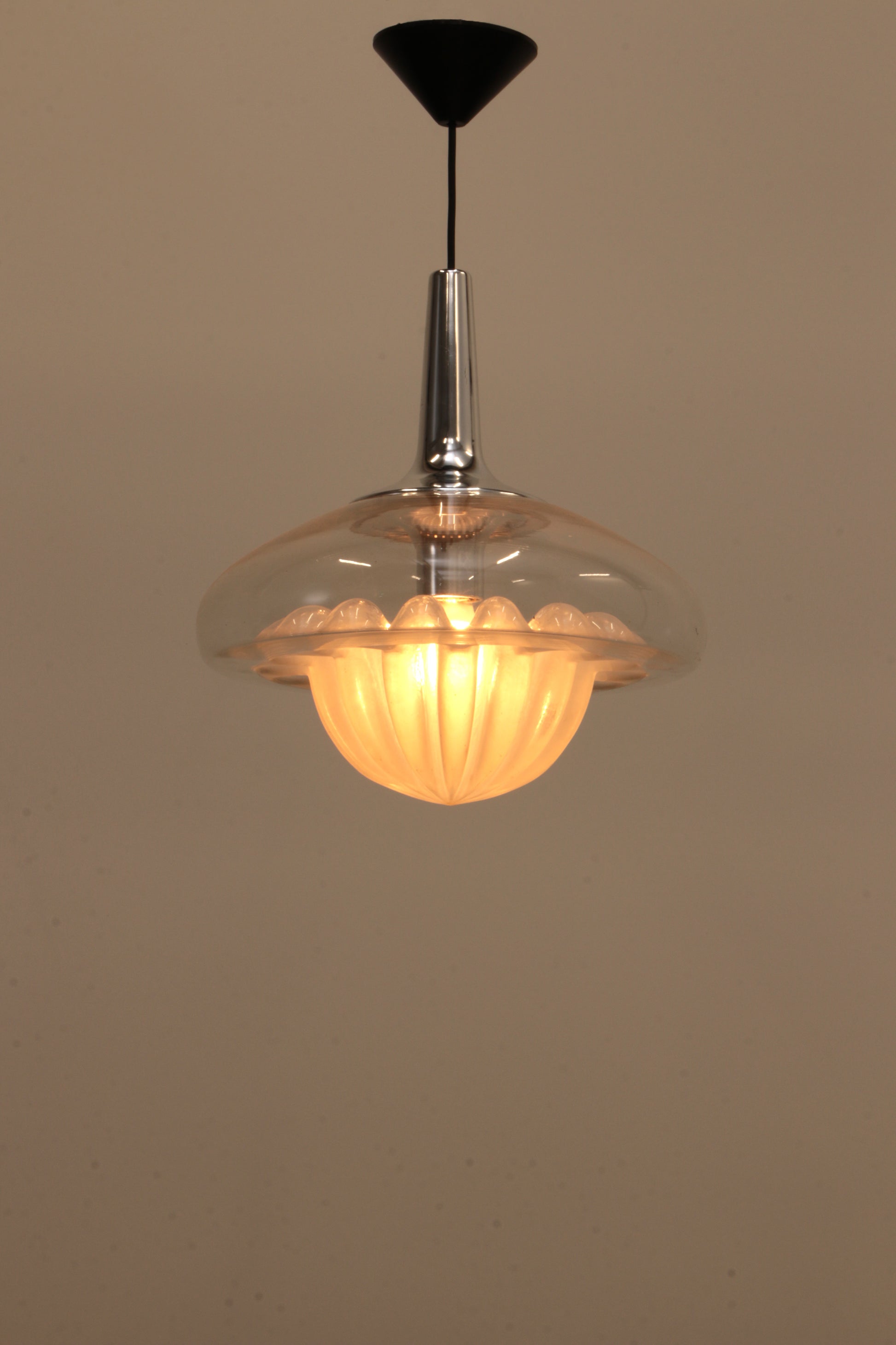Vintage glazen hanglamp van Peill & Putzler, 1970
