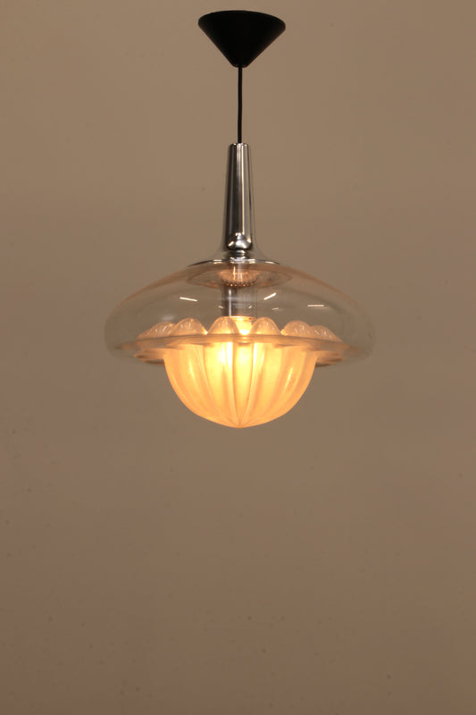 Vintage glazen hanglamp van Peill & Putzler, 1970