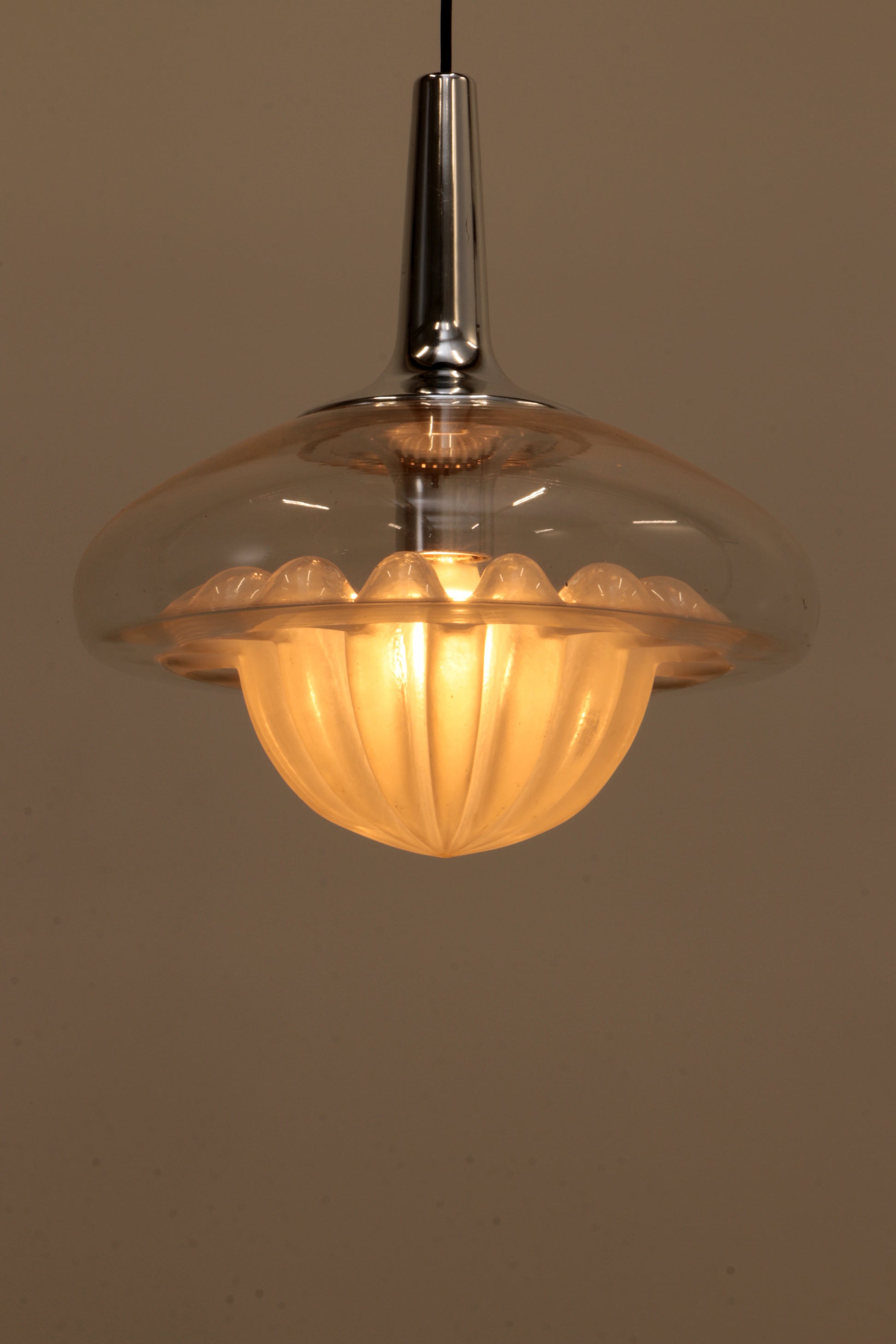Vintage glazen hanglamp van Peill & Putzler, 1970