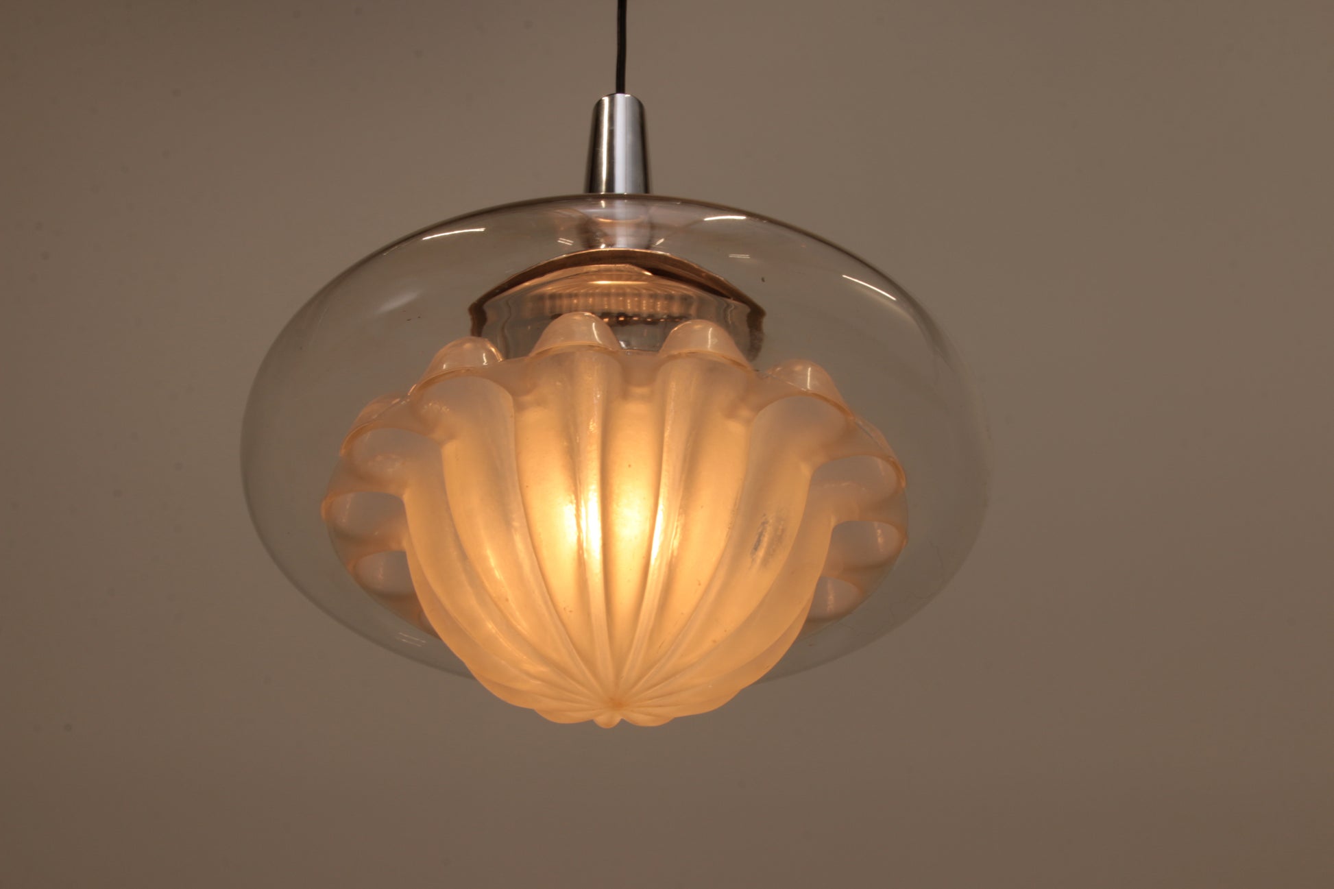 Vintage glazen hanglamp van Peill & Putzler, 1970