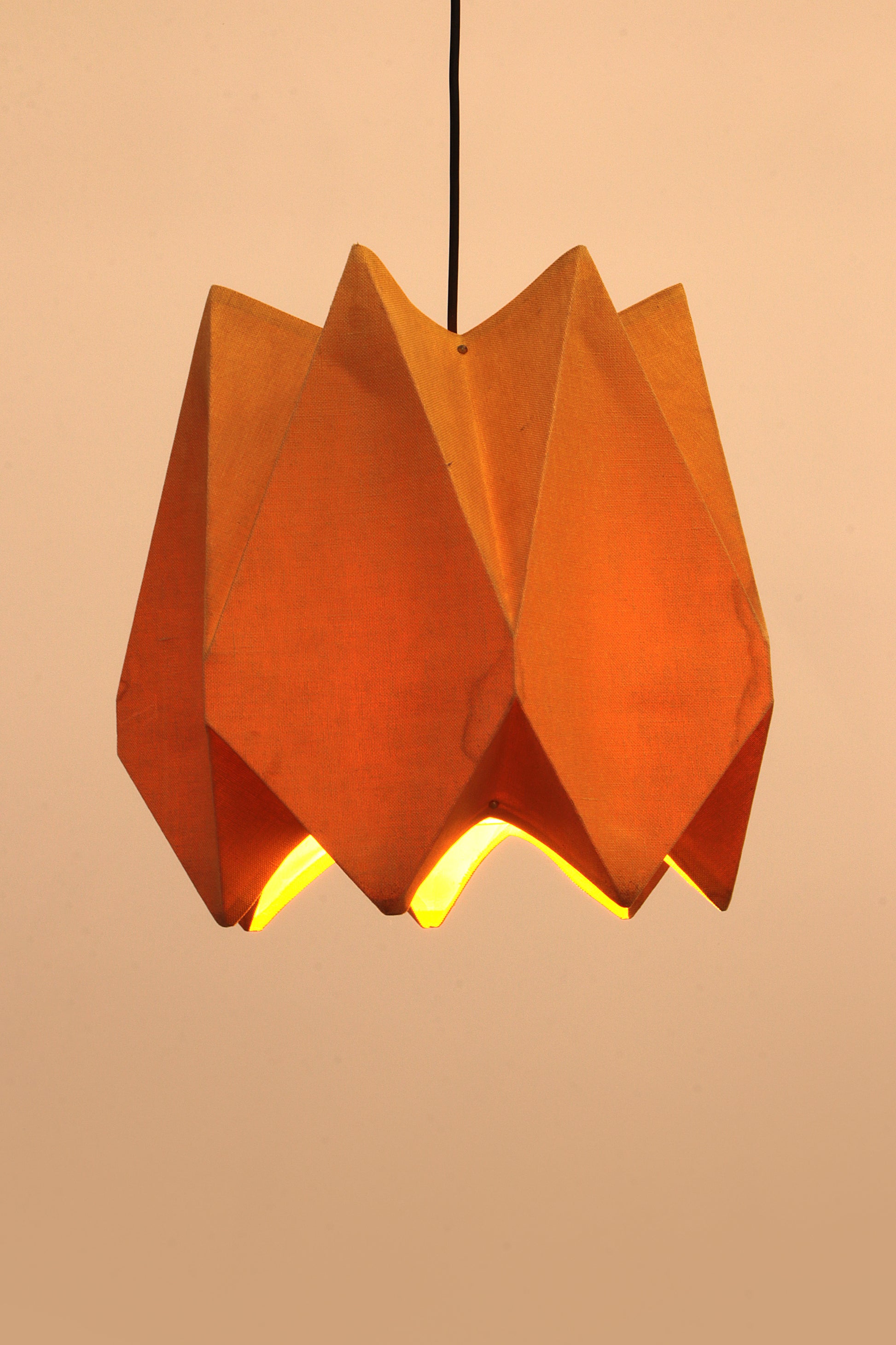 Oranje Vintage stoffen hanglamp jaren60