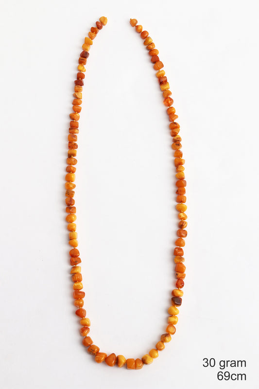Vintage oranje barnsteen kralen ketting,1960