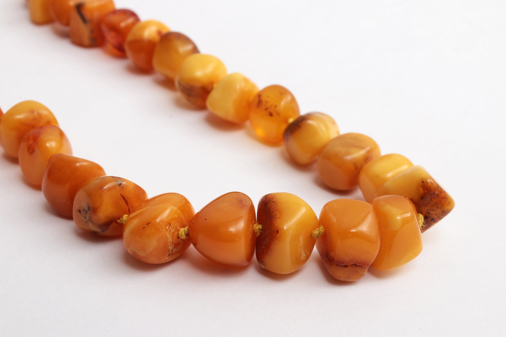 Vintage oranje barnsteen kralen ketting,1960