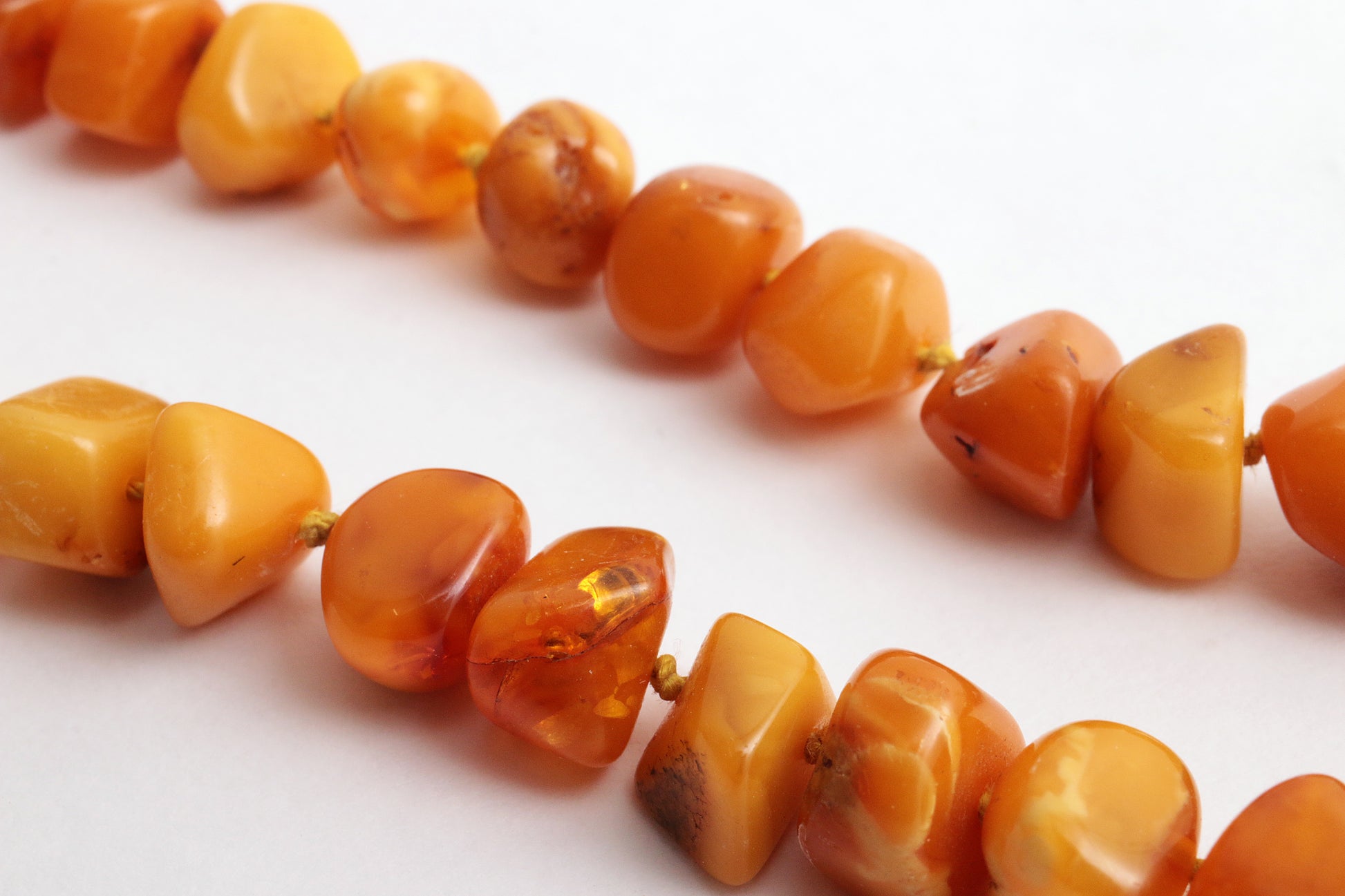 Vintage oranje barnsteen kralen ketting,1960