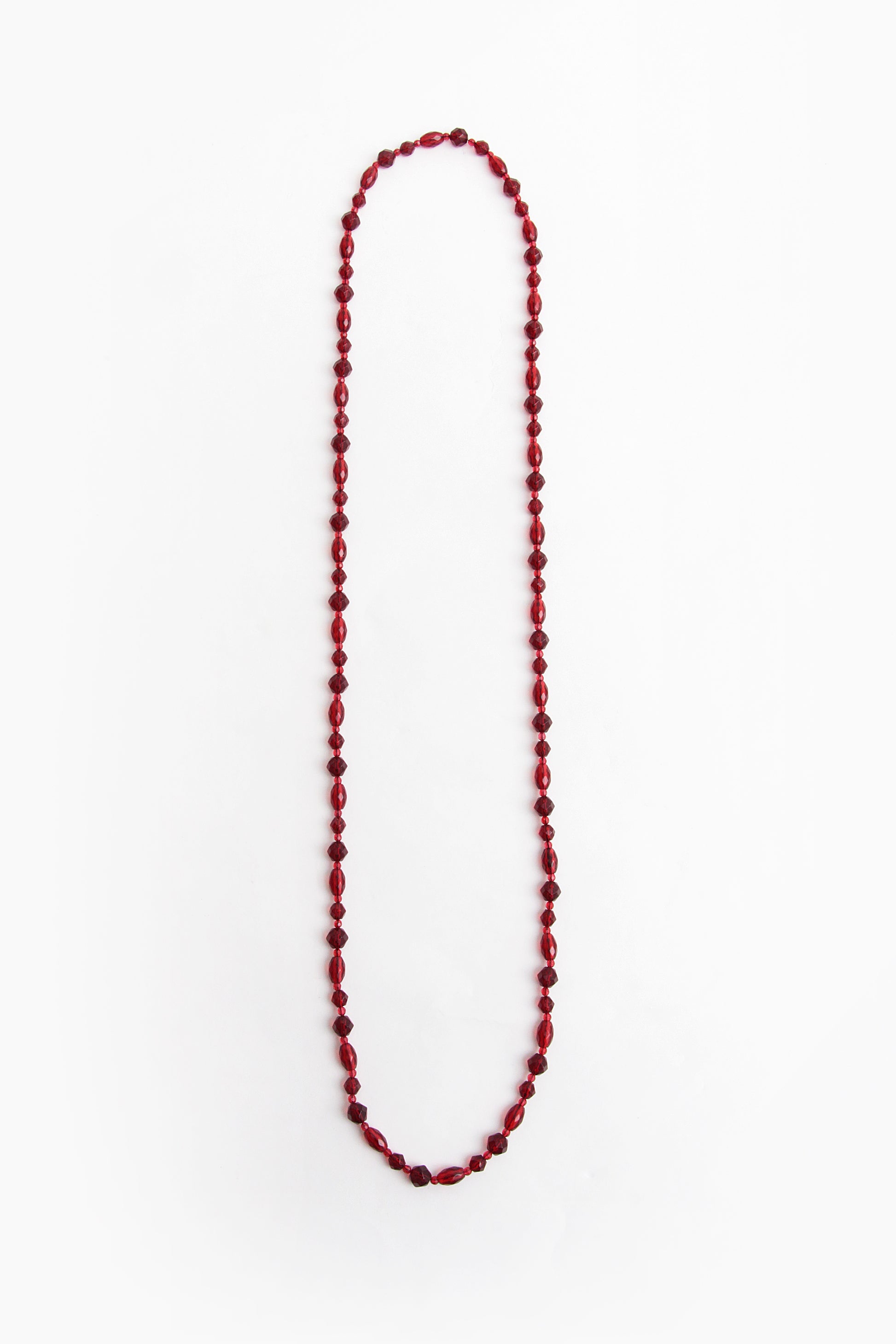 Vintage rode lange barnsteen ketting,1960