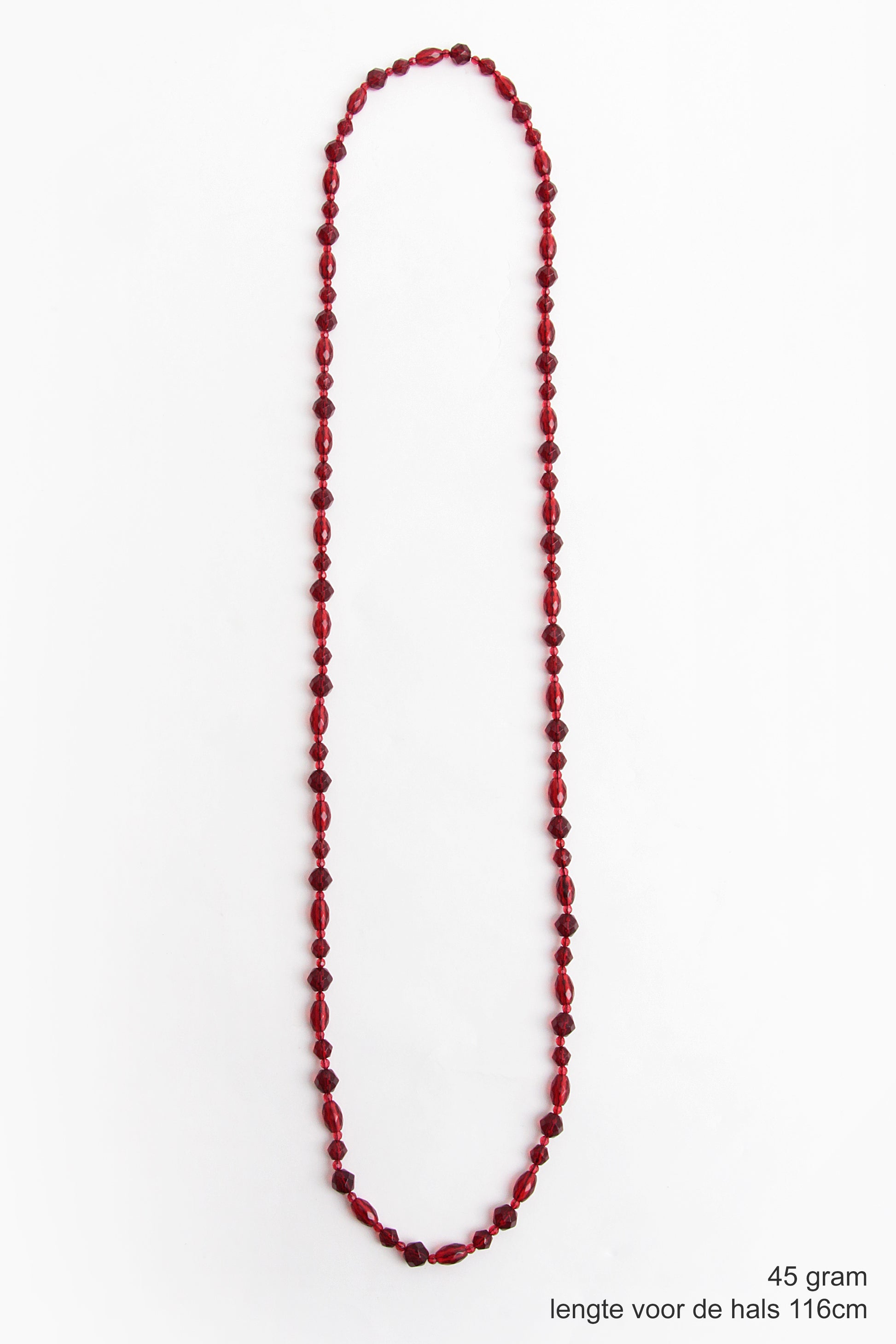 Vintage rode lange barnsteen ketting,1960