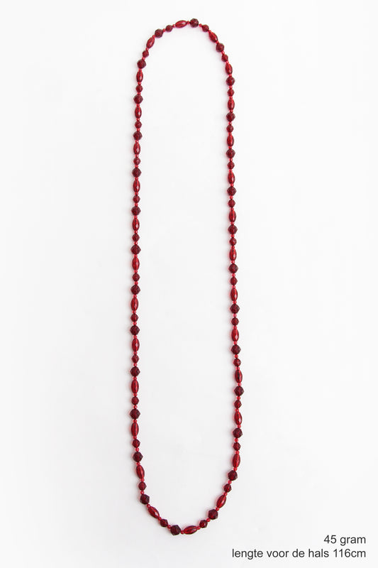 Vintage rode lange barnsteen ketting,1960