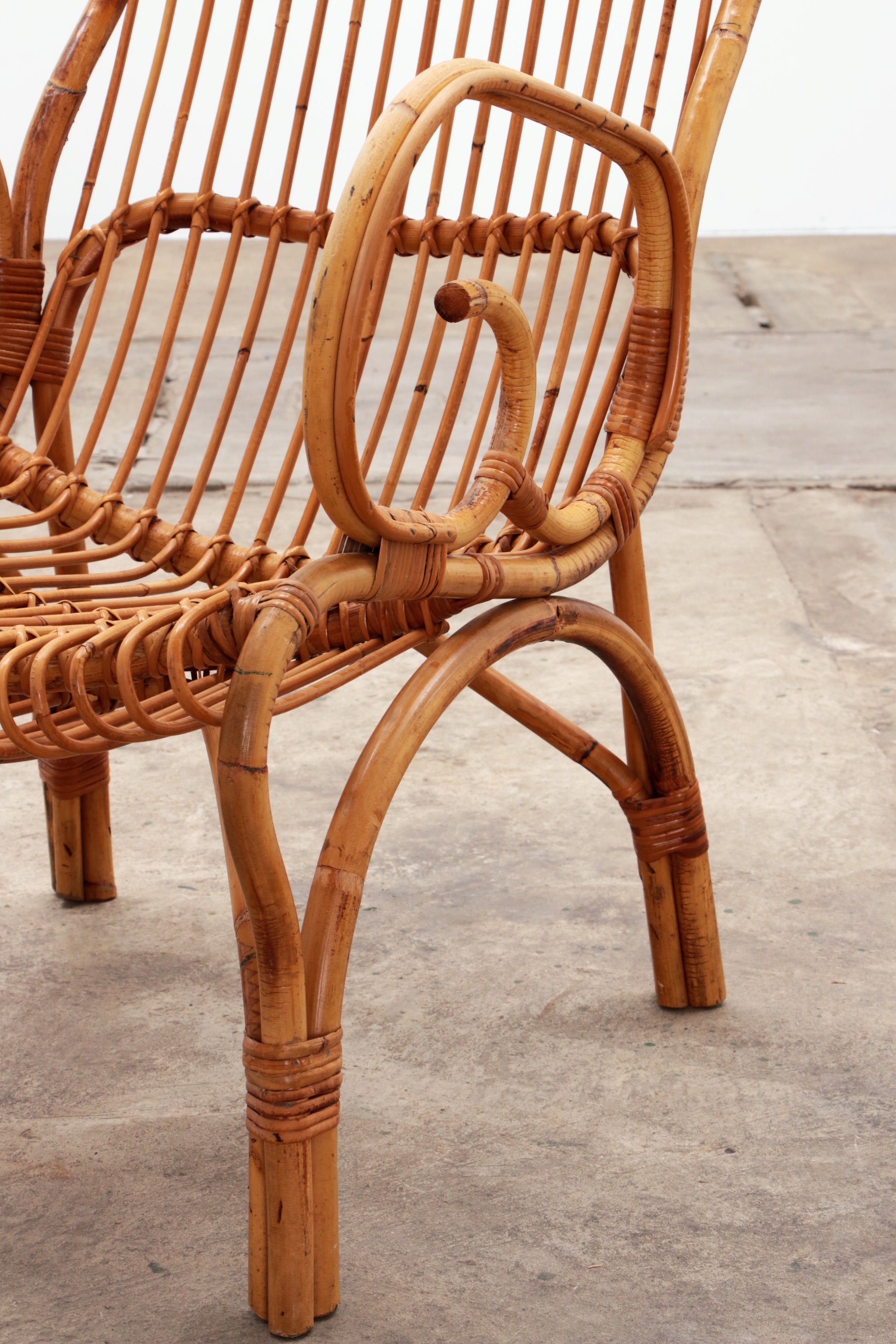 Italiaanse Bamboe set van 2 Franco Albini fauteuils,1960 Timeless-art.com