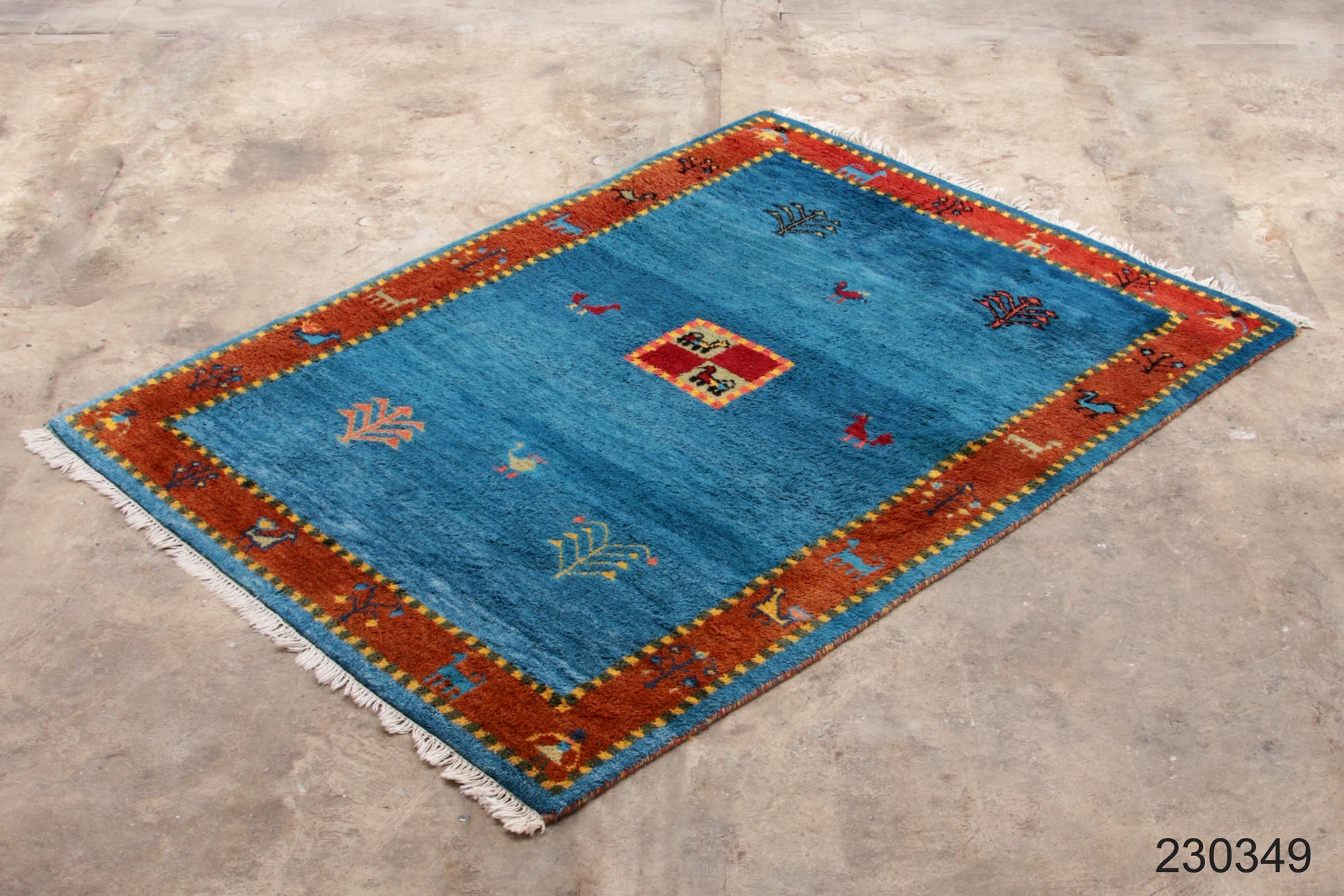 Perzisch Vloerkleed Gabbeh handgeknoopt met wol,1980