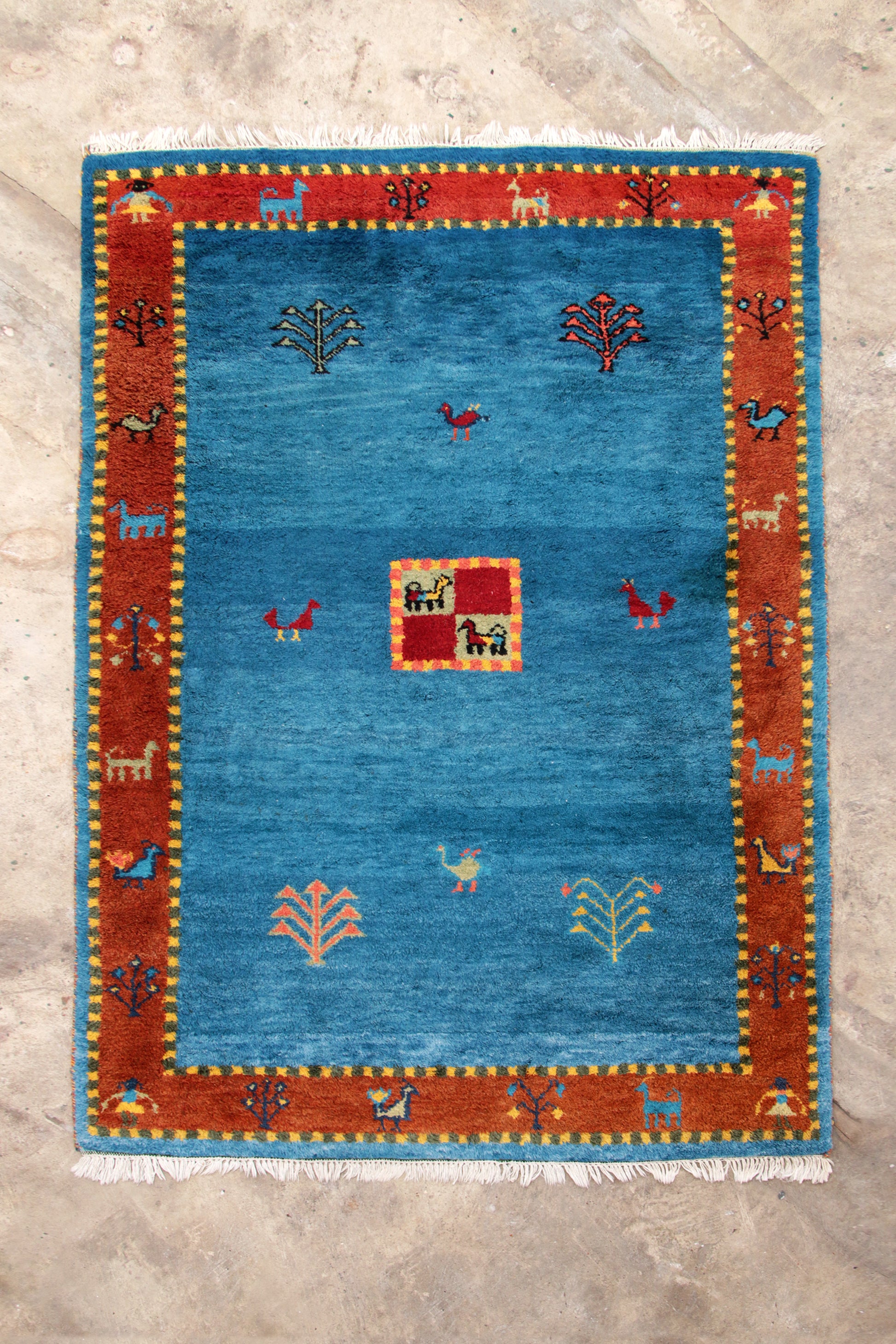 Perzisch Vloerkleed Gabbeh handgeknoopt met wol,1980
