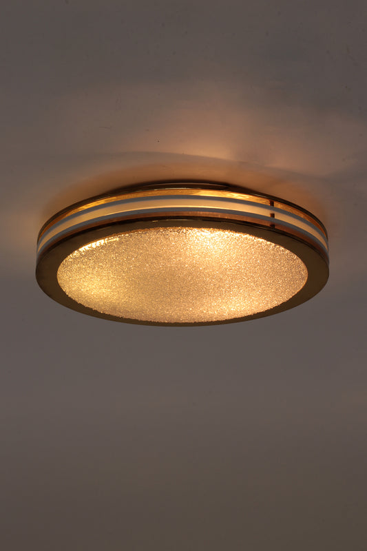 Vintage Plafonniere Doria leuchten met ijsglas en metaal,duitsland 1960s.