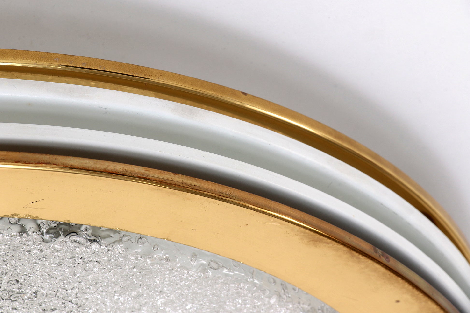 Vintage Plafonniere Doria leuchten met ijsglas en metaal,duitsland 1960s.