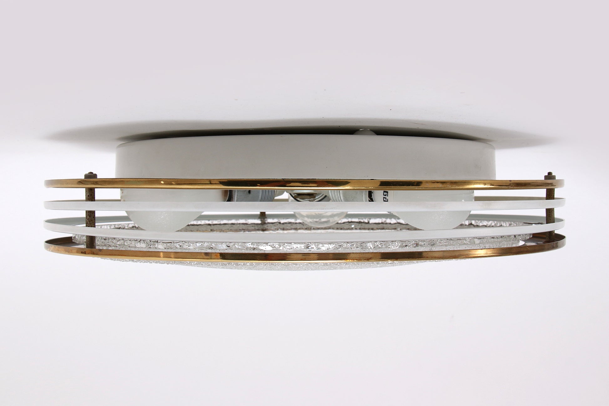 Vintage Plafonniere Doria leuchten met ijsglas en metaal,duitsland 1960s.