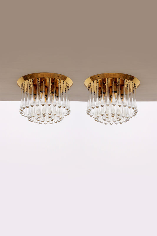 Set van twee J.T. Kalmar Murano Regendrup hanglampen,1970 Oostenrijk