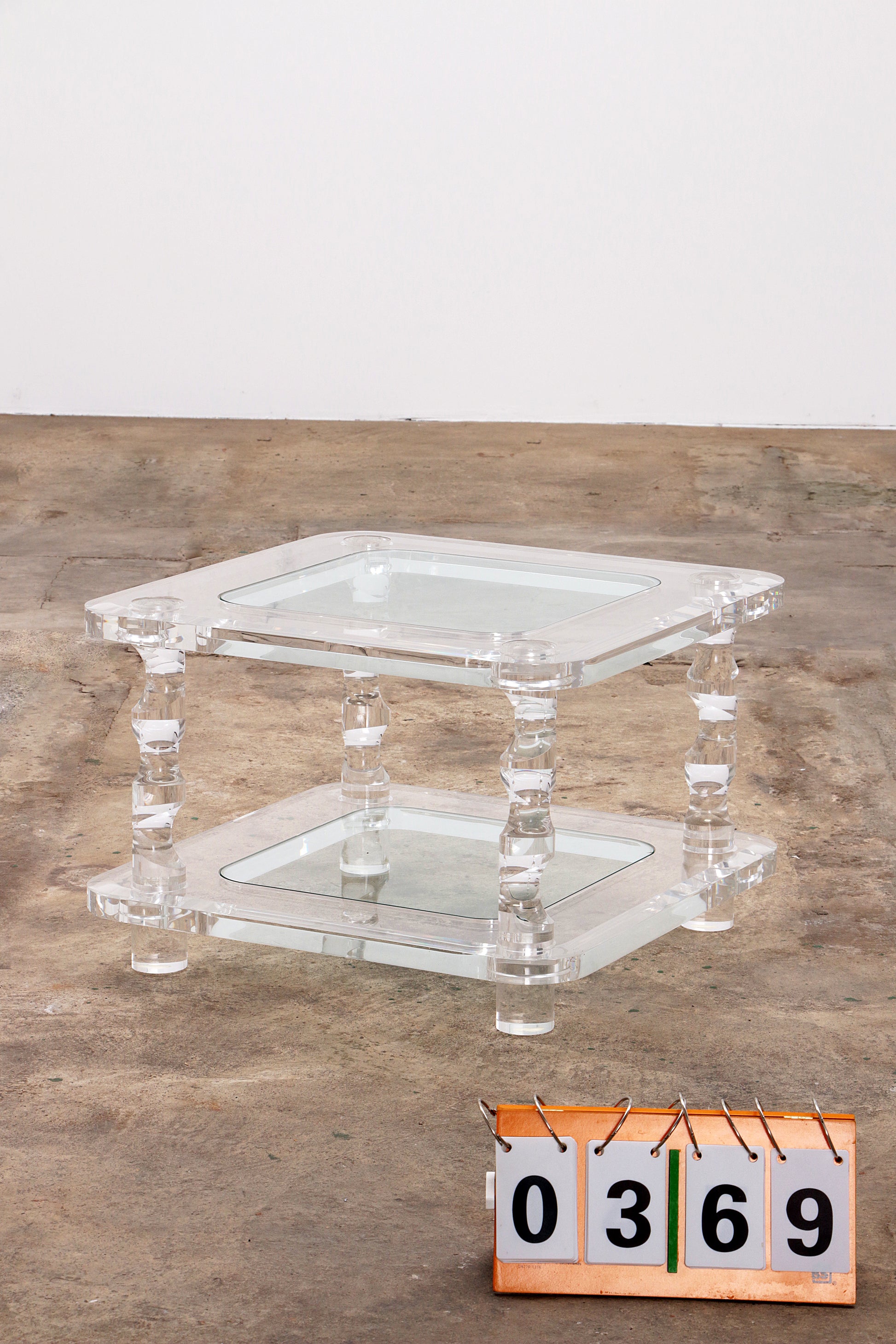 Franse Salontafel Lucite en Glas Maison Romeo, jaren 70