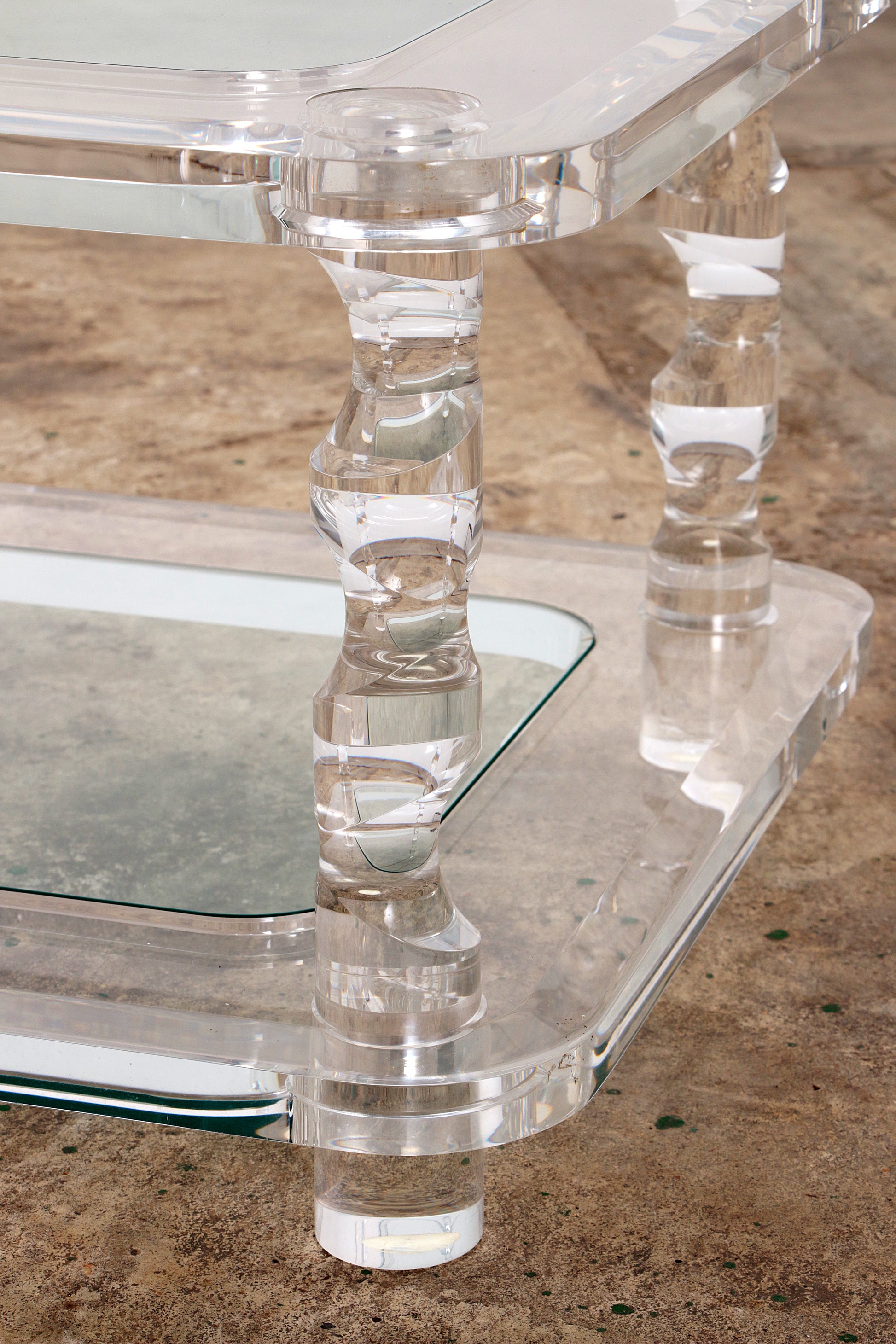 Franse Salontafel Lucite en Glas Maison Romeo, jaren 70