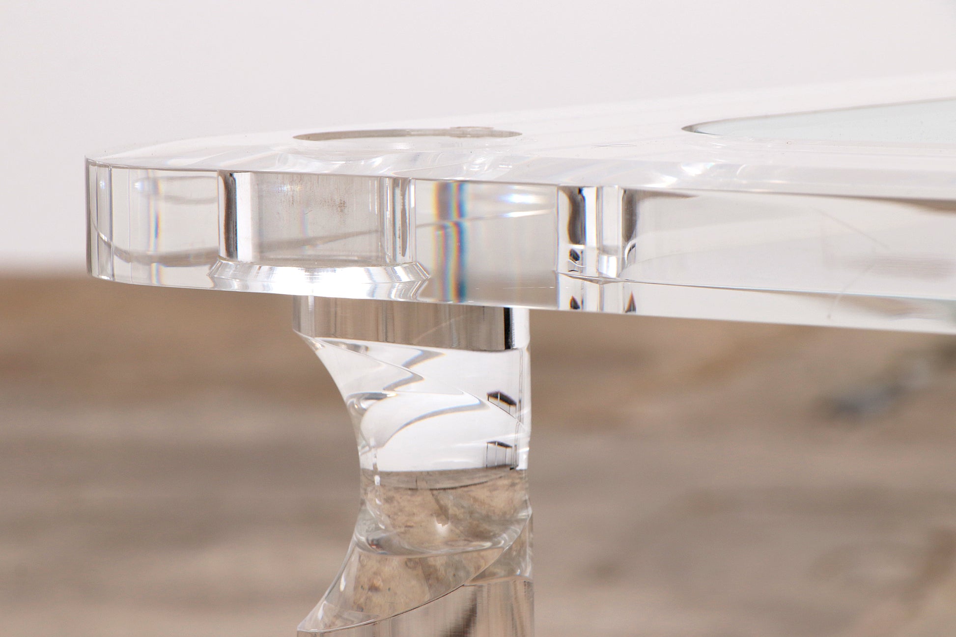 Franse Salontafel Lucite en Glas Maison Romeo, jaren 70