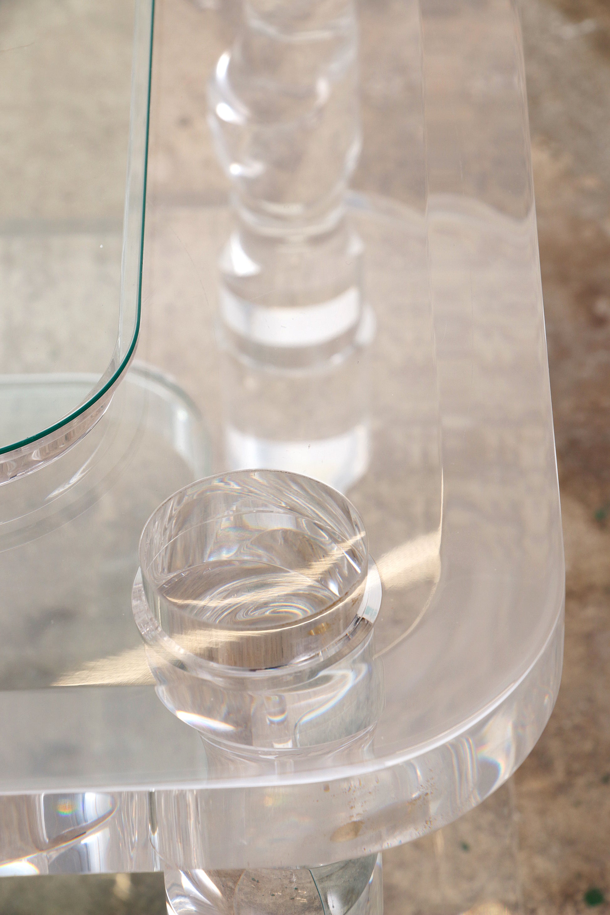 Franse Salontafel Lucite en Glas Maison Romeo, jaren 70